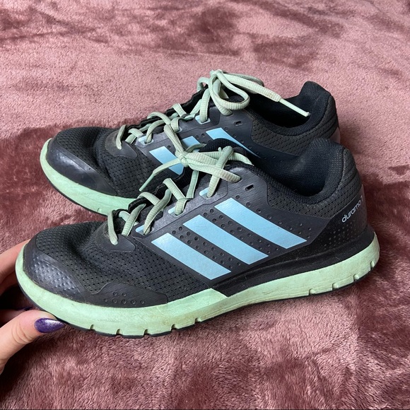 👟 Adidas Duramo 7 Black Mint Green Powder Blue Athletic Shoes Women’s Size 9 👟 - Picture 2 of 9